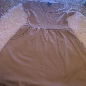 tan dress with pockets
